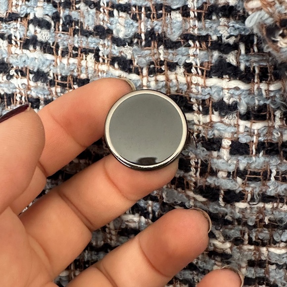 Women House of Harlow 1960 Double Breasted Navy Tweed Blazer Jacket Lined Small - Picture 2 of 7